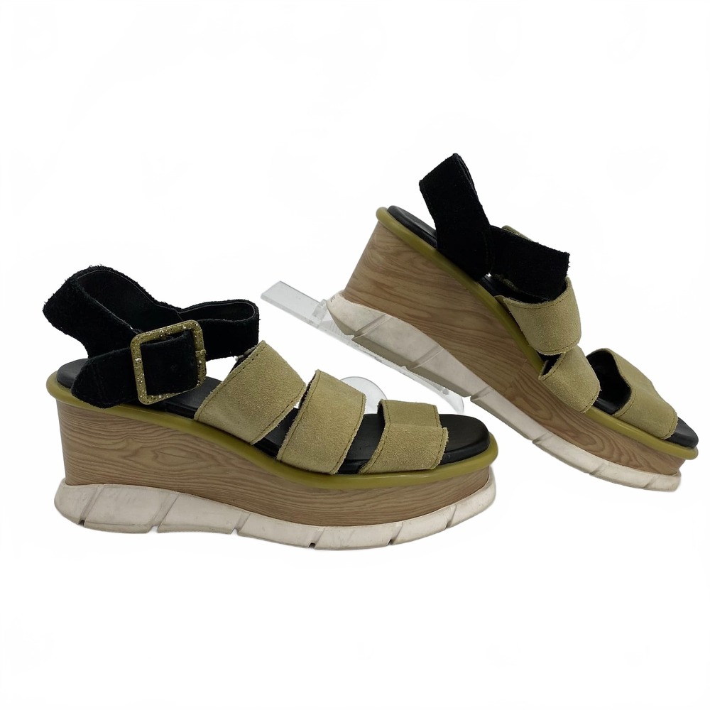 Sorel Green Black Strappy Platform Sandals | Womens 5.5